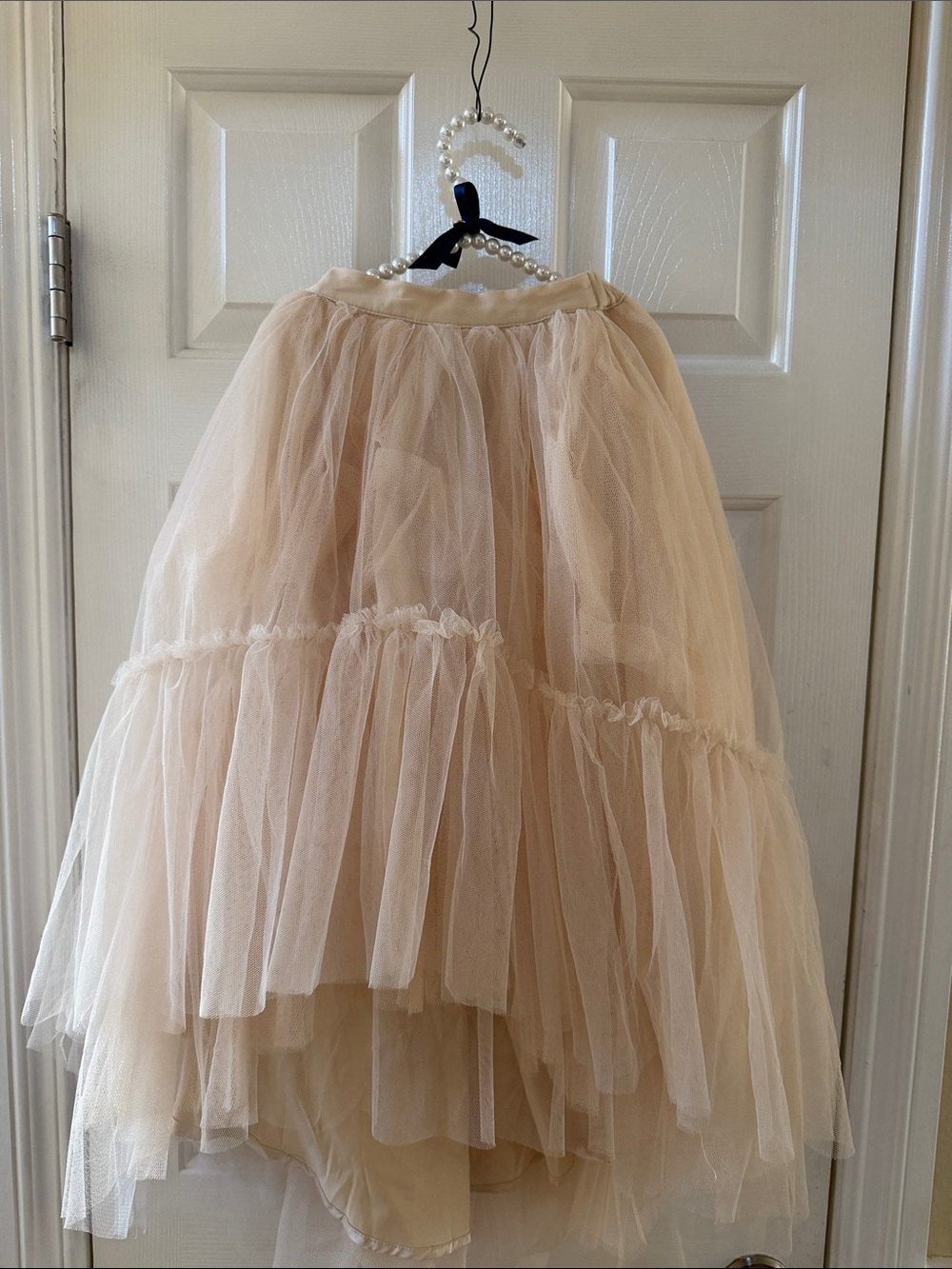 Joyfolie Brigitte in Ecru Tiered Tulle Midi Skirt